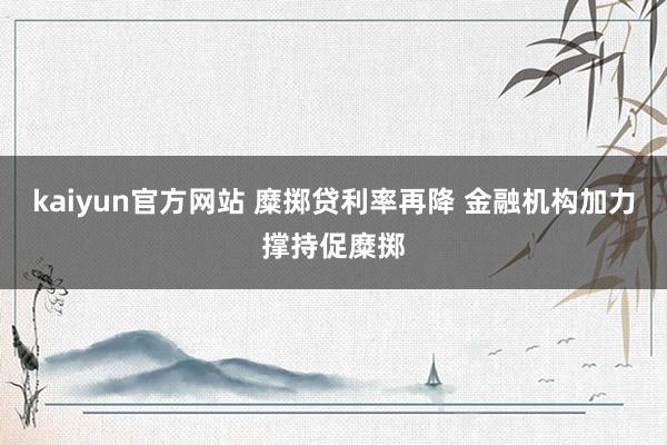 kaiyun官方网站 糜掷贷利率再降 金融机构加力撑持促糜掷