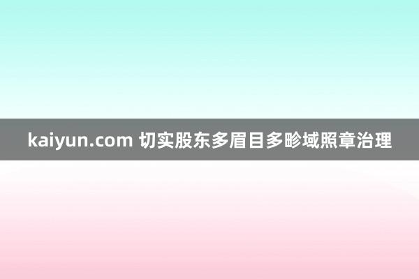 kaiyun.com 切实股东多眉目多畛域照章治理