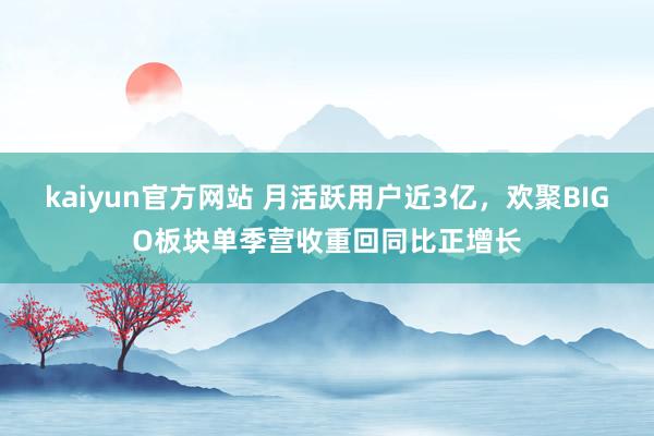 kaiyun官方网站 月活跃用户近3亿，欢聚BIGO板块单季营收重回同比正增长