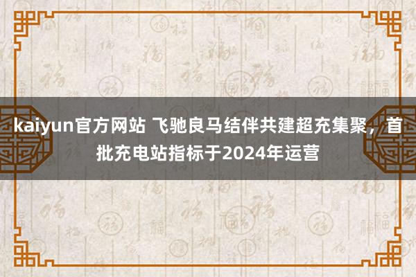 kaiyun官方网站 飞驰良马结伴共建超充集聚，首批充电站指标于2024年运营