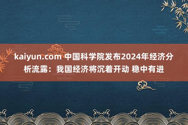 kaiyun.com 中国科学院发布2024年经济分析流露：我国经济将沉着开动 稳中有进