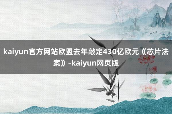 kaiyun官方网站欧盟去年敲定430亿欧元《芯片法案》-kaiyun网页版