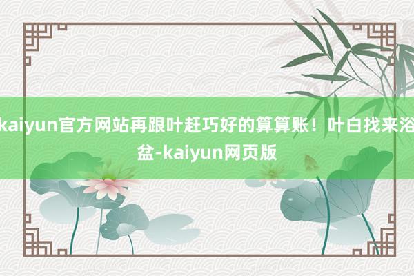 kaiyun官方网站再跟叶赶巧好的算算账！叶白找来浴盆-kaiyun网页版