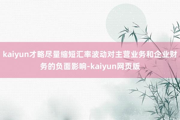 kaiyun才略尽量缩短汇率波动对主营业务和企业财务的负面影响-kaiyun网页版