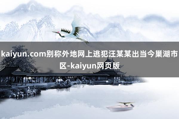 kaiyun.com别称外地网上逃犯汪某某出当今巢湖市区-kaiyun网页版